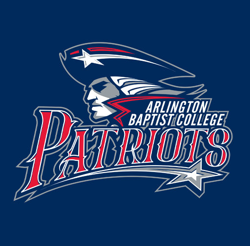 Logo of the Arlingon Baptist College Patriots featuring a face of a patriot with a star-studded background.