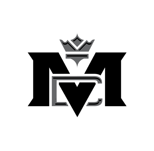 A stylized logo with a large 'M' and a crown on top, featuring a downward-pointing triangle.