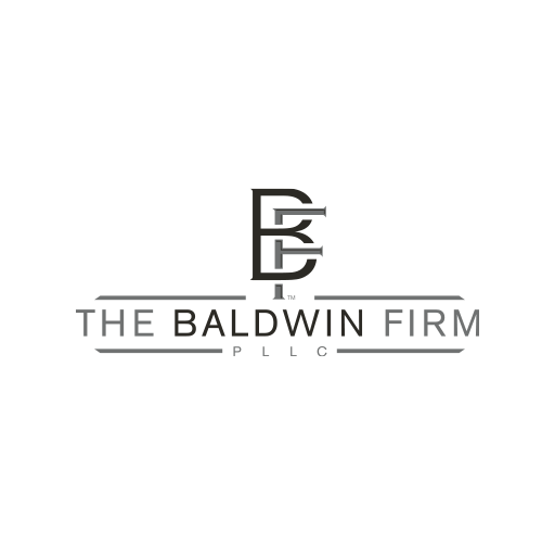 Logo for The Baldwin Firm LLC with stylized initials B and E.