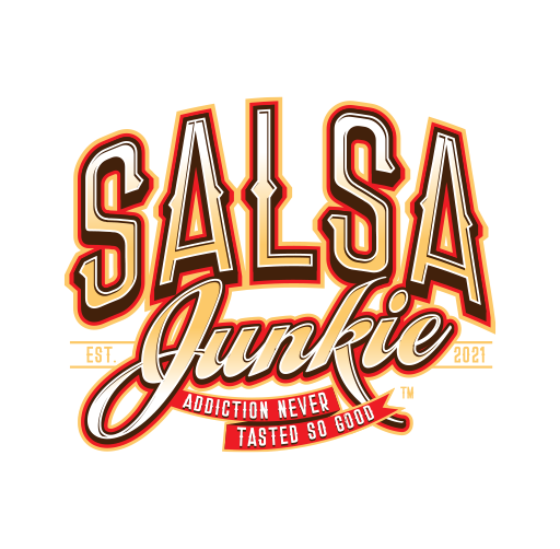 Logo for Salsa Junkie with the phrase "Addiction Never Tasted So Good" and "Est. 2021".