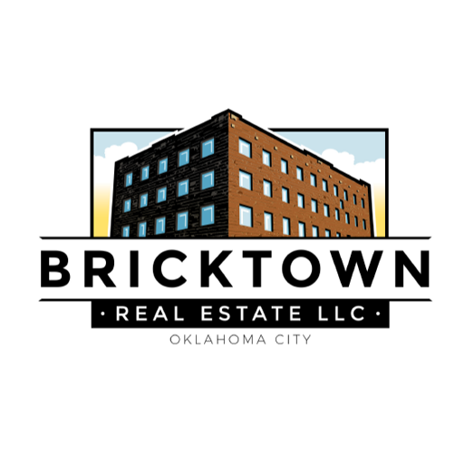 Logo of Bricktown Real Estate LLC with an illustration of a multi-story brick building and the text 'Bricktown Real Estate LLC Oklahoma City.'