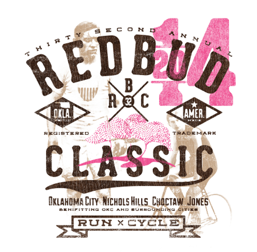 Vintage-style graphic design featuring a woman, the words 'RedBud Classic, and various text elements including 'Classic' and 'RUN X CYCLE'.
