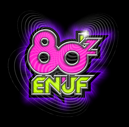 Colorful graffiti-style logo with the number 80 in pink, the stylized number 3, and the word ENUF in green, set against a black background with purple accents.