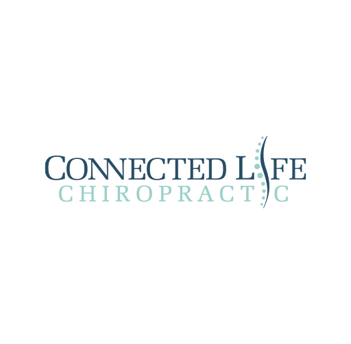 Connected Life Chiropractic logo with text and stylized spine graphic