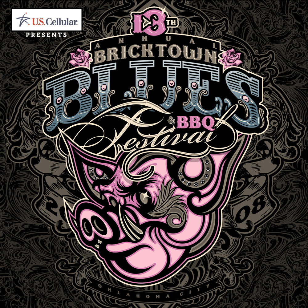 Event logo for the 18th Annual Bricktown Blues BBQ Festival in Oklahoma City, sponsored by U.S. Cellular.