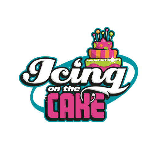 Colorful logo for "Icing on the Cake" with a cartoon-style birthday cake topped with candles above the text.