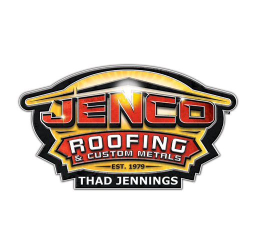 Logo of Jenco Roofing and Custom Metals, established in 1979, with the name Thad Jennings.