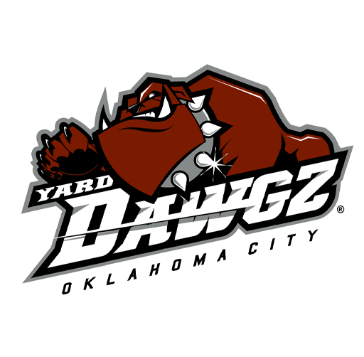 A logo featuring a muscular, aggressive-looking bulldog with a spiked collar, representing the Oklahoma City Yard Dargz. The text 'Yard Dargz' is prominently displayed, with 'Oklahoma City' below.