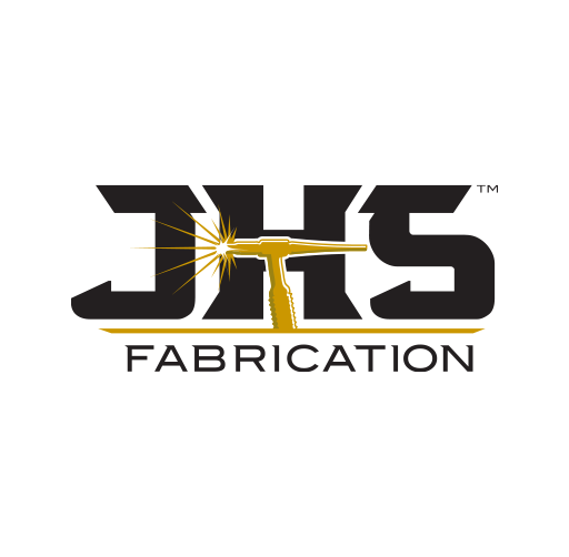 Logo for JHS Fabrication featuring a welding torch integrated into the text.