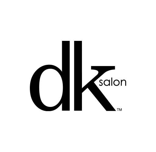 Logo for DK Salon with black lowercase letters 'd' and 'k' and the word 'salon' in smaller font.