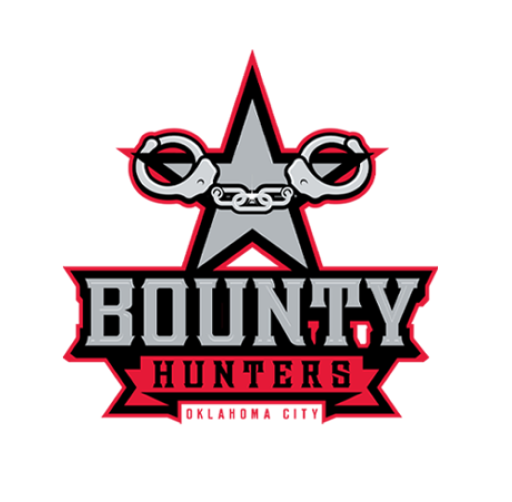 Logo for BOUNTY HUNTERS Oklahoma City featuring a star with handcuffs and bold text.