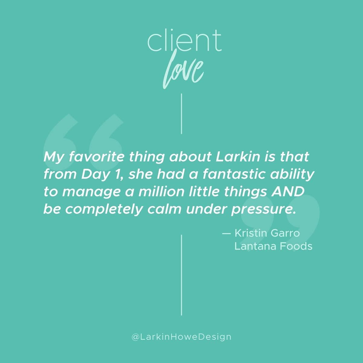 A little client love from my direct report at Lantana Foods 🥰 

I work hard for my clients, not just in hopes that it shows and that they recommend me, but because that's what is right. I put my clients first in my work so that I can point proudly t