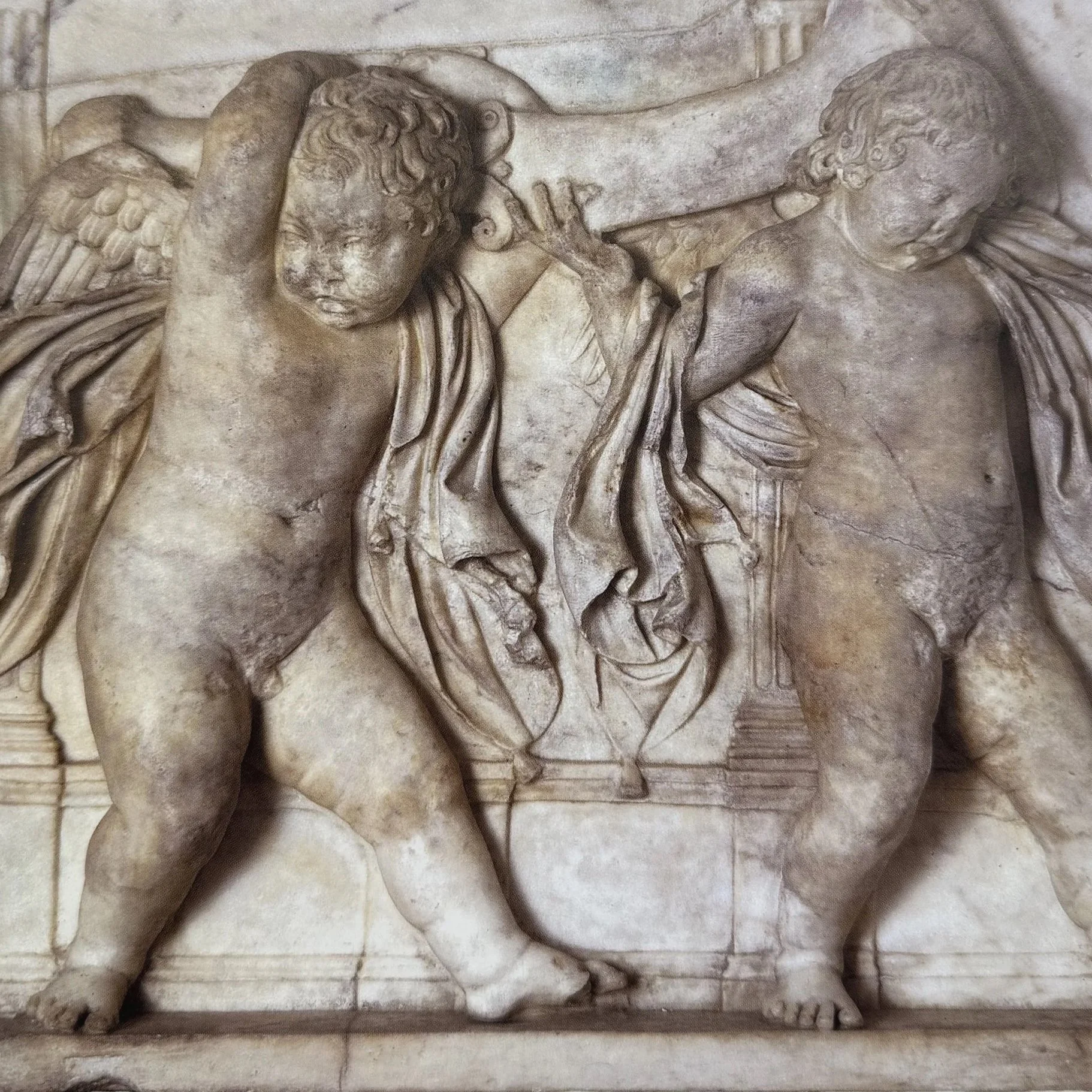 Ancient roman, mid-1st century A.D., Relief with putti, marble. Throne of Saturn, Museo Archeologico, Venice