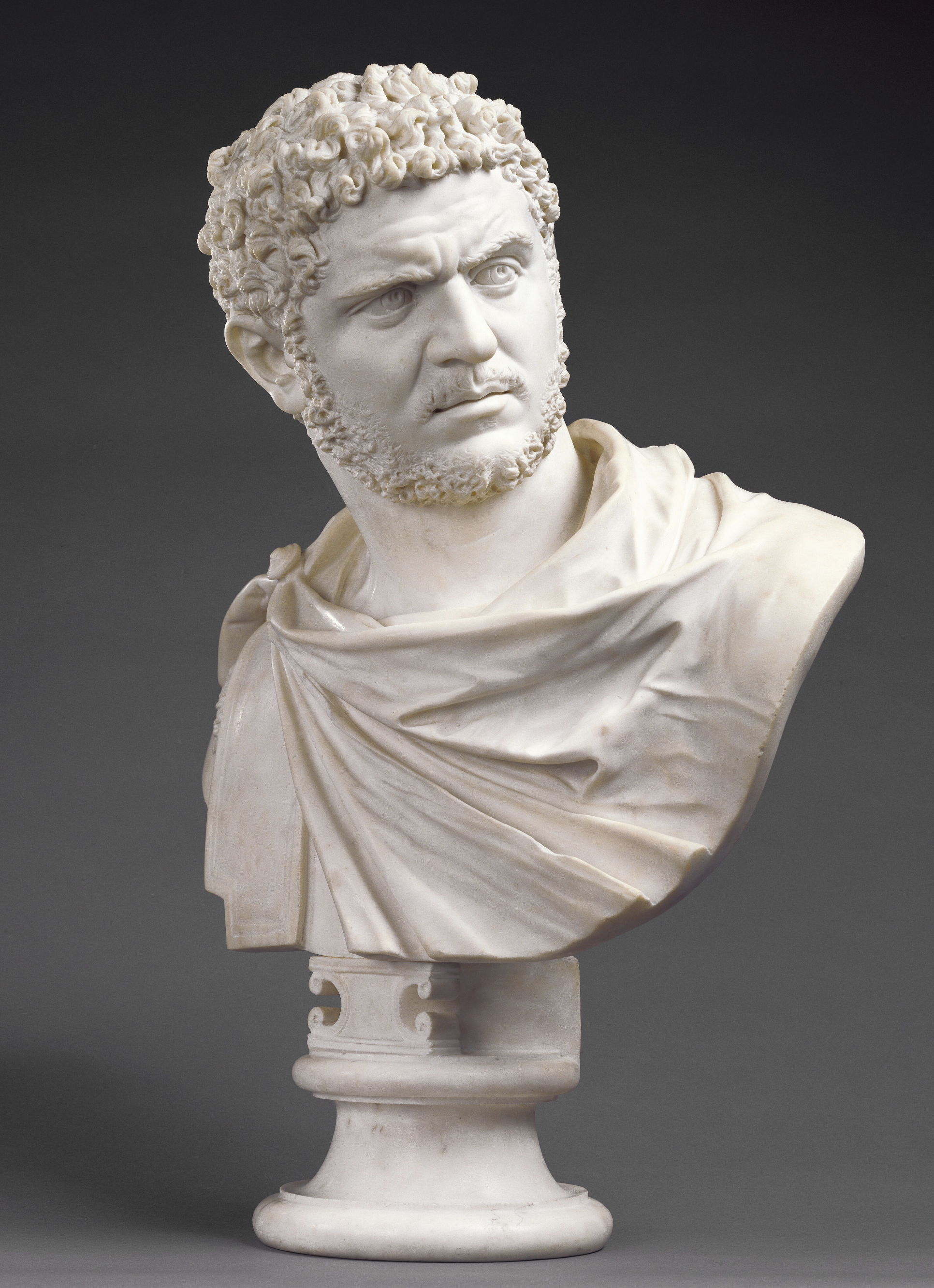 Bartolomeo Cavaceppi (1716/1717 - 1799), Bust of Emperor Caracalla, circa 1750–1770, White marble. Getty Museum