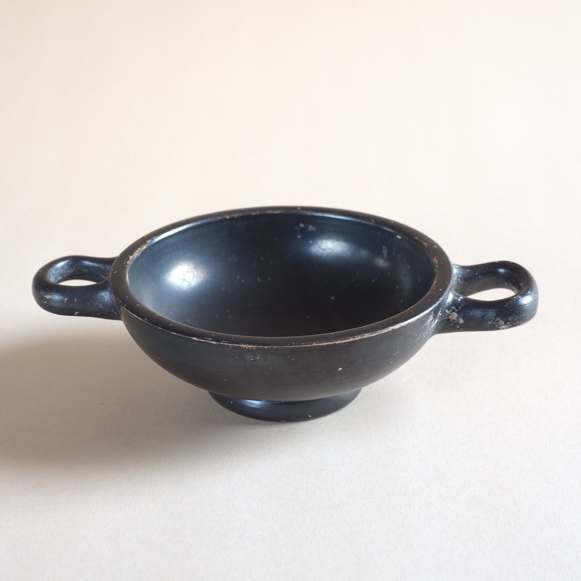 GREEK BLACK GLAZE STEMLESS KYLIX