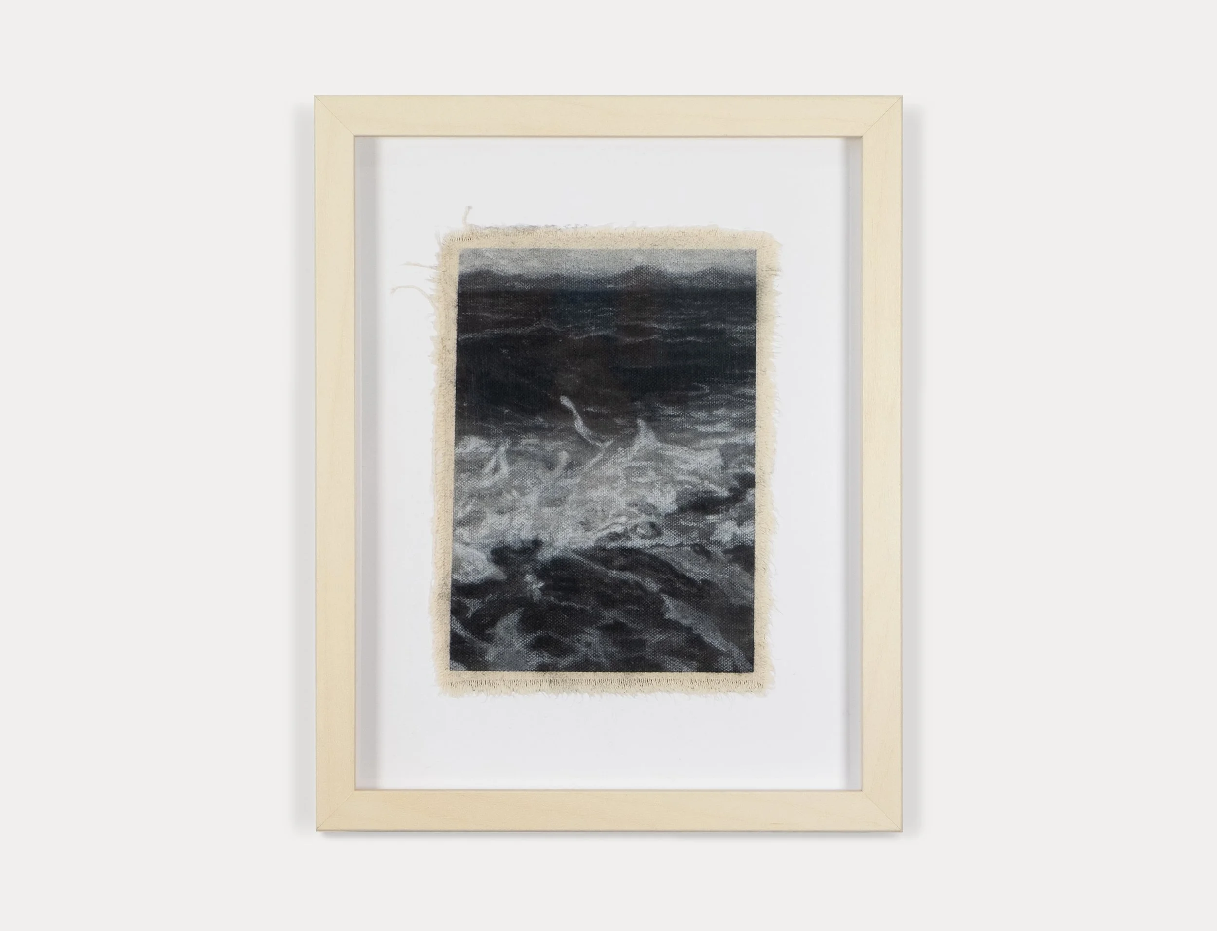 Pacific III : 7in x 5in, charcoal and conté on raw-edge canvas, 2025 