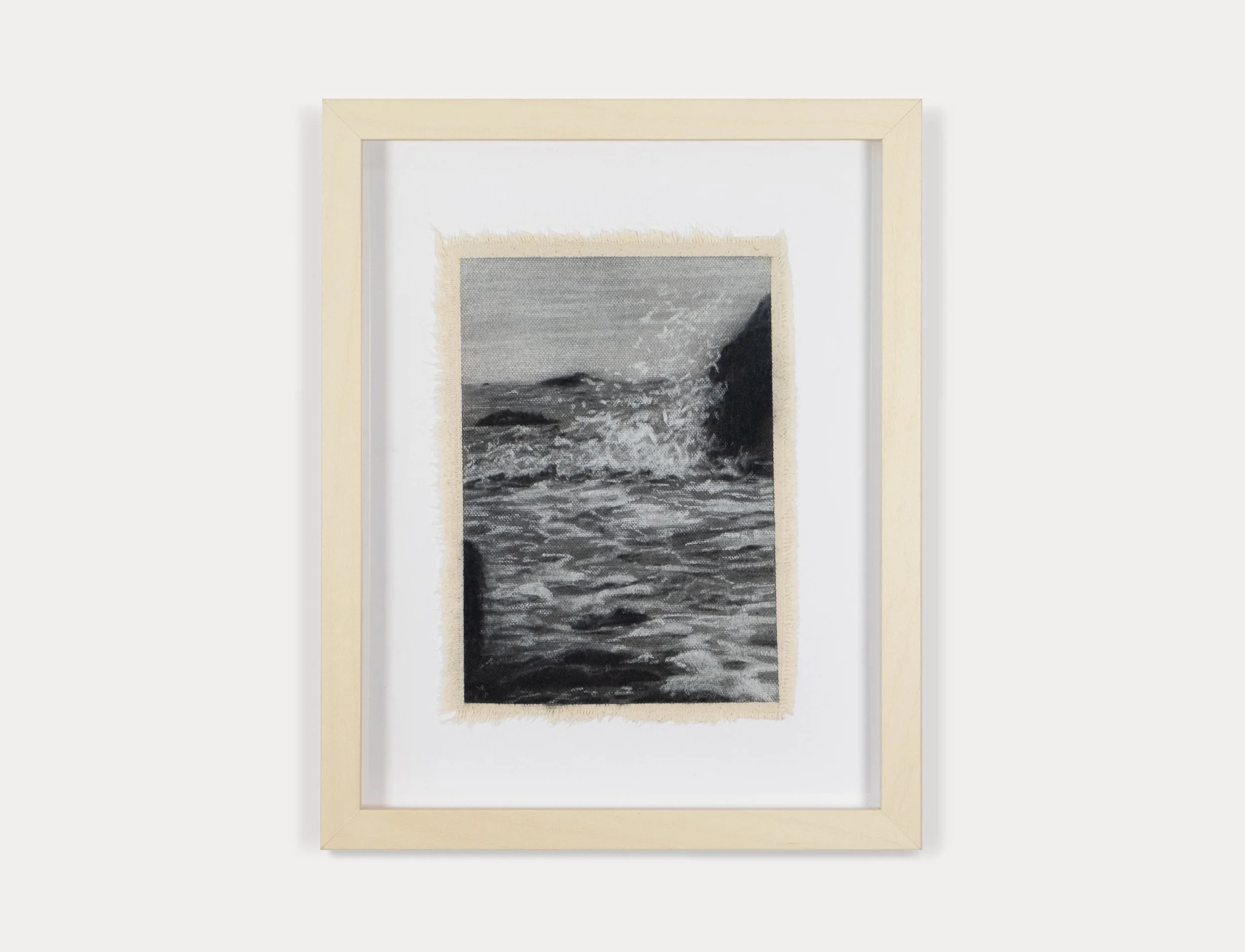 Pacific IV : 7in x 5in, charcoal and conté on raw-edge canvas, 2025 