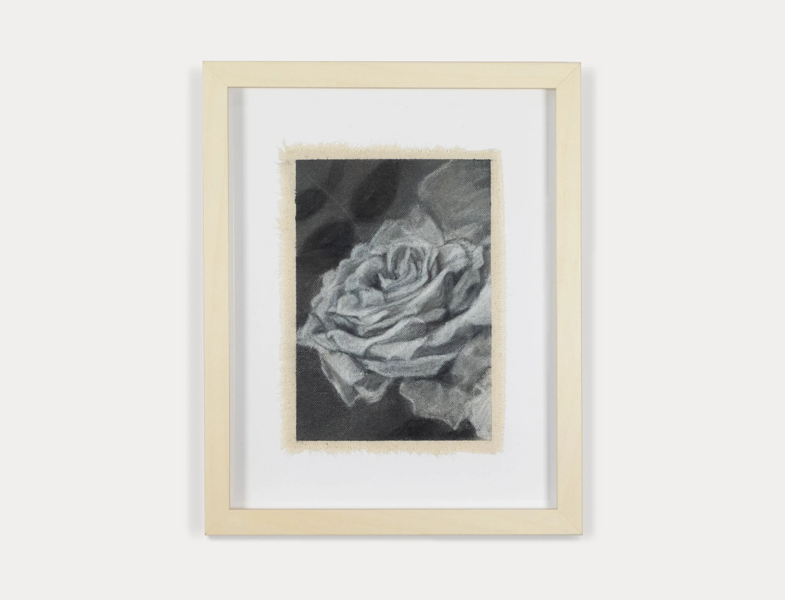 Florals I : 7in x 5in, charcoal and conté on raw-edge canvas, 2025 