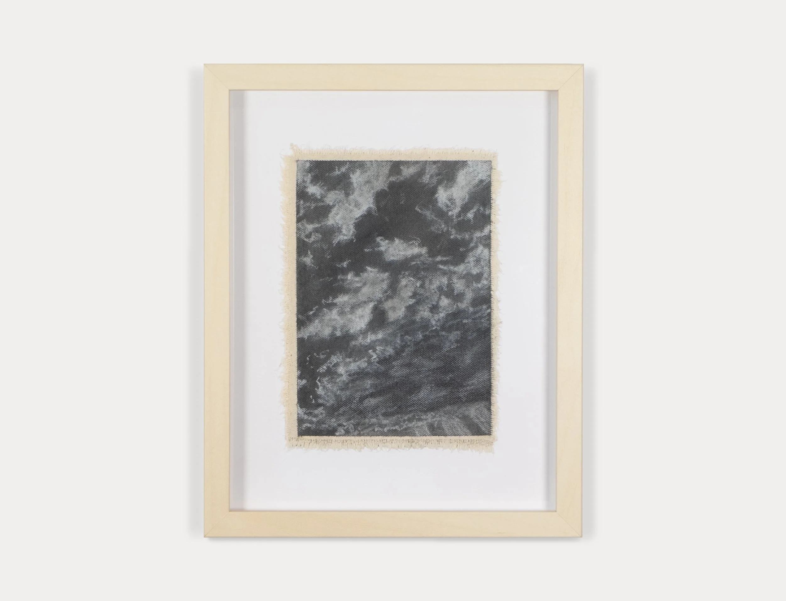 Clouds I : 7in x 5in, charcoal and conté on raw-edge canvas, 2025 
