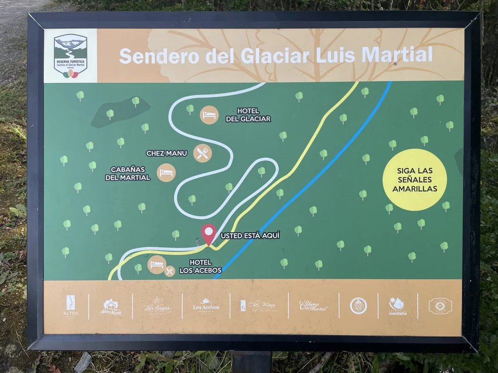 The trail from town is clearly marked with yellow signs and yellow paint on trees.