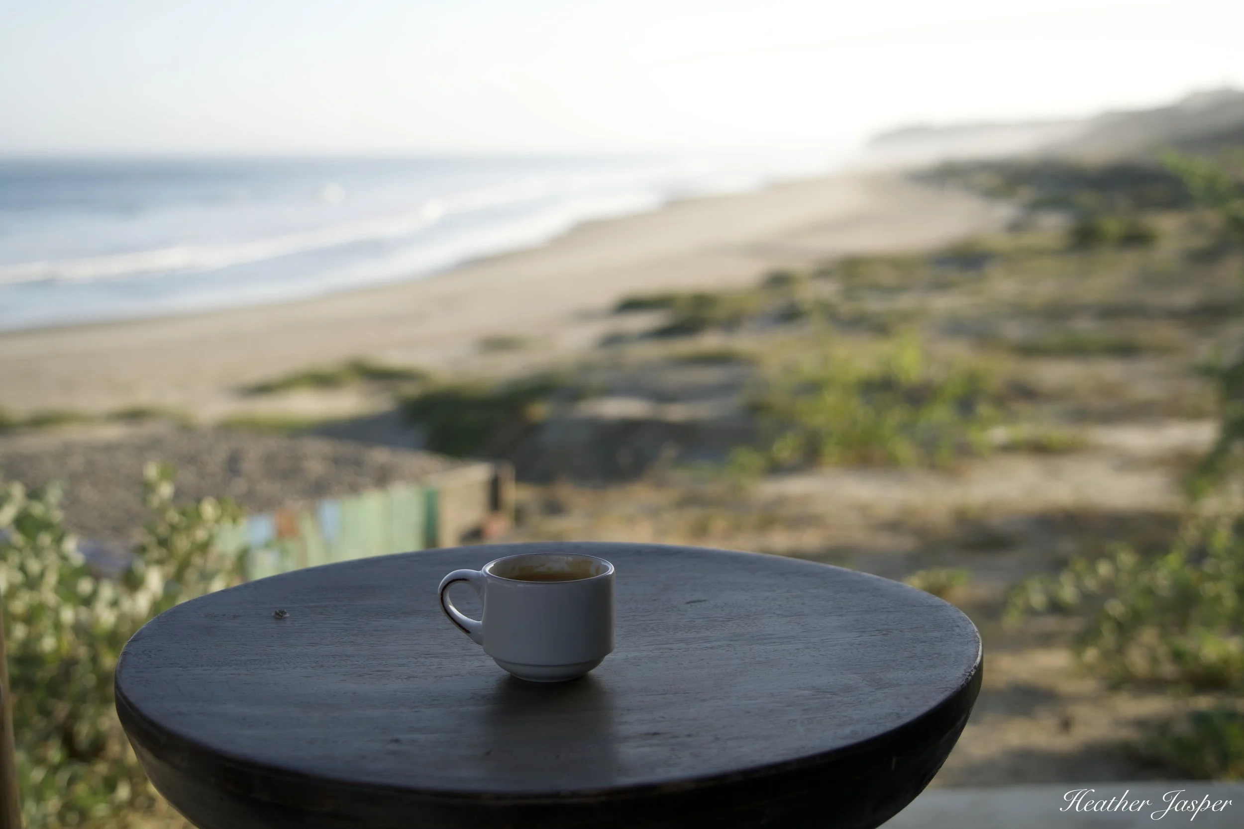 Early morning coffee on my deck.