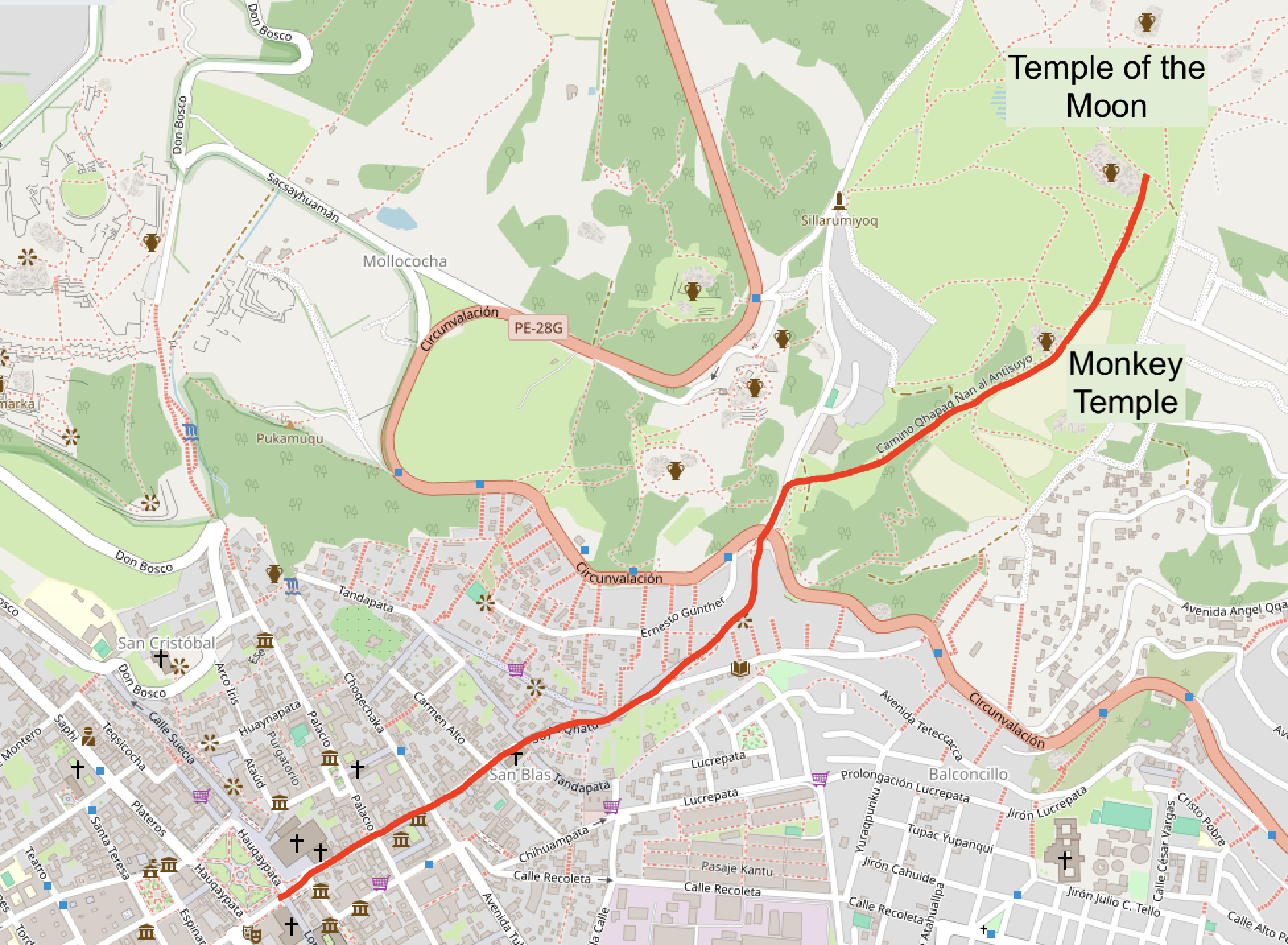 how to hike to the Temple of the Moon Cusco Peru