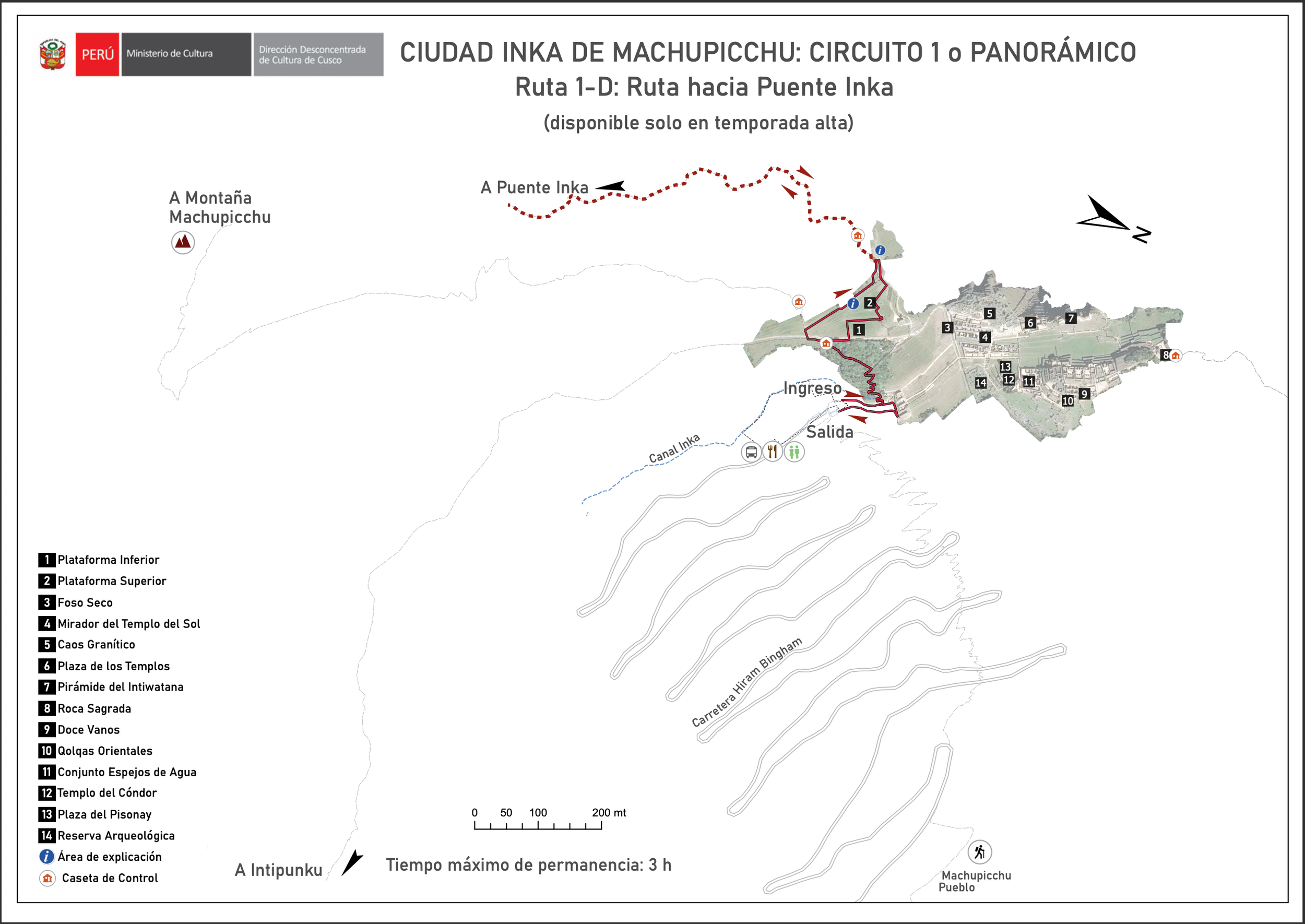 map route 1D Inca Bridge Machu Picchu Peru