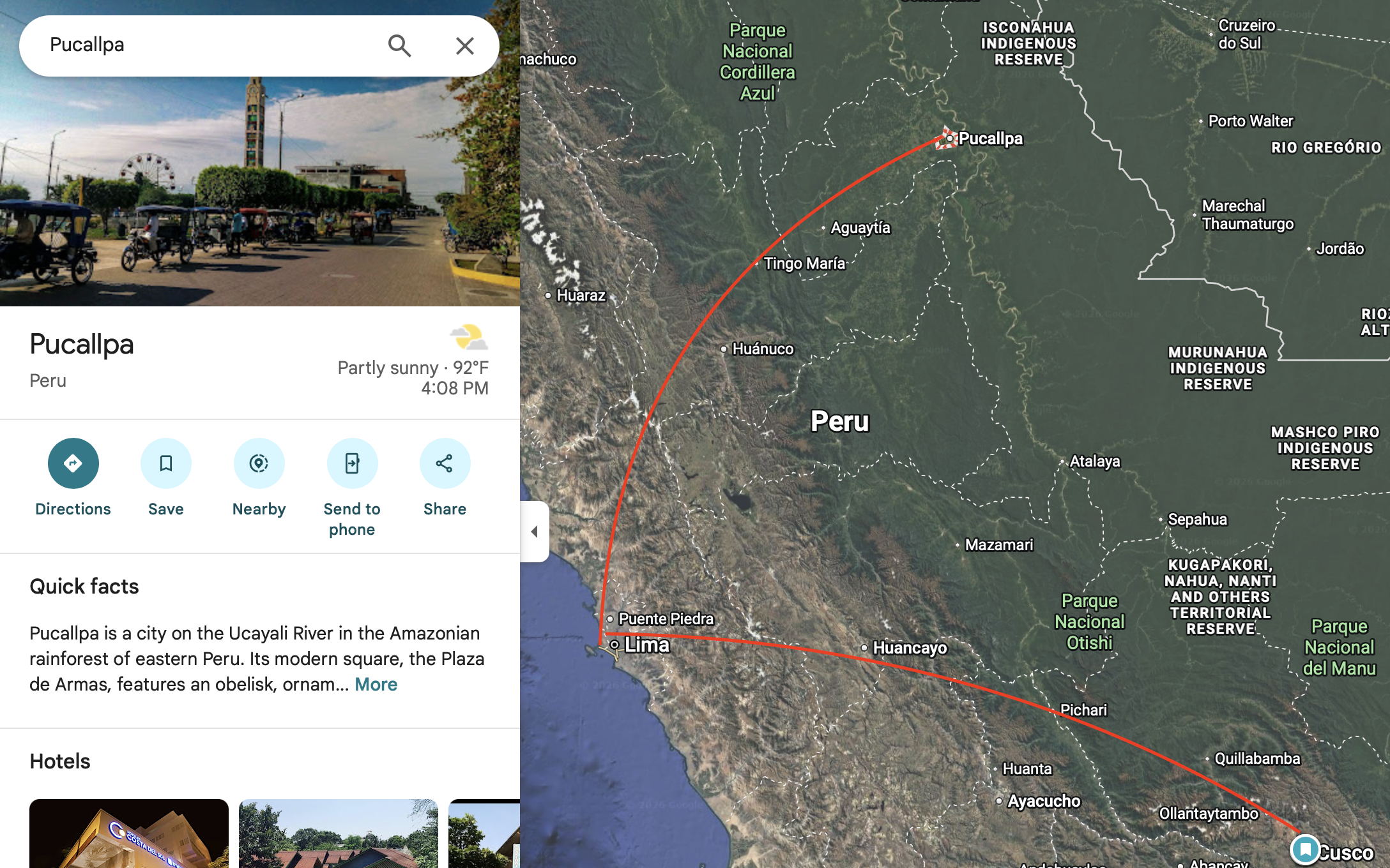Cusco to Pucallpa