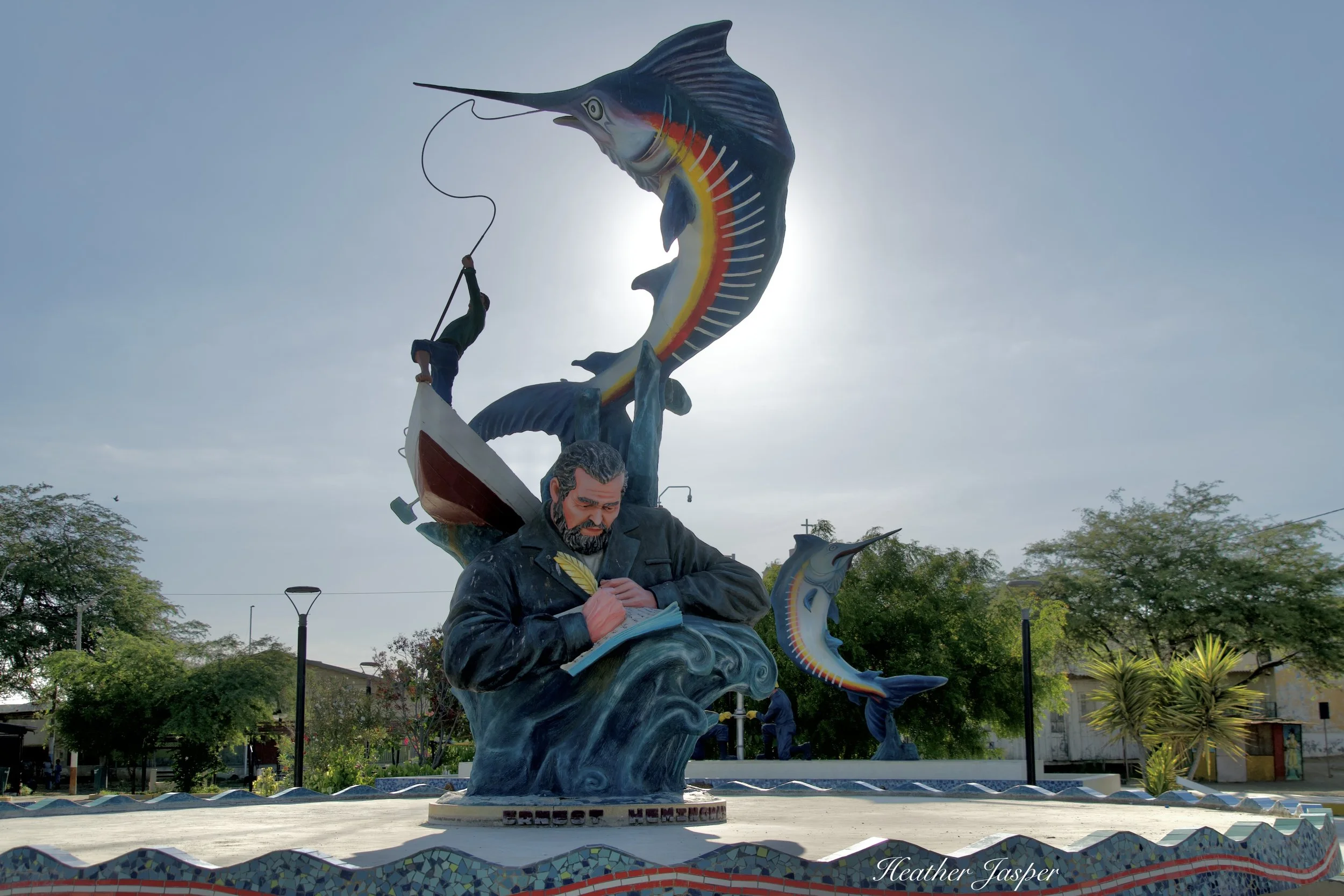 Hemingway sculpture in Cabo Blanco Peru