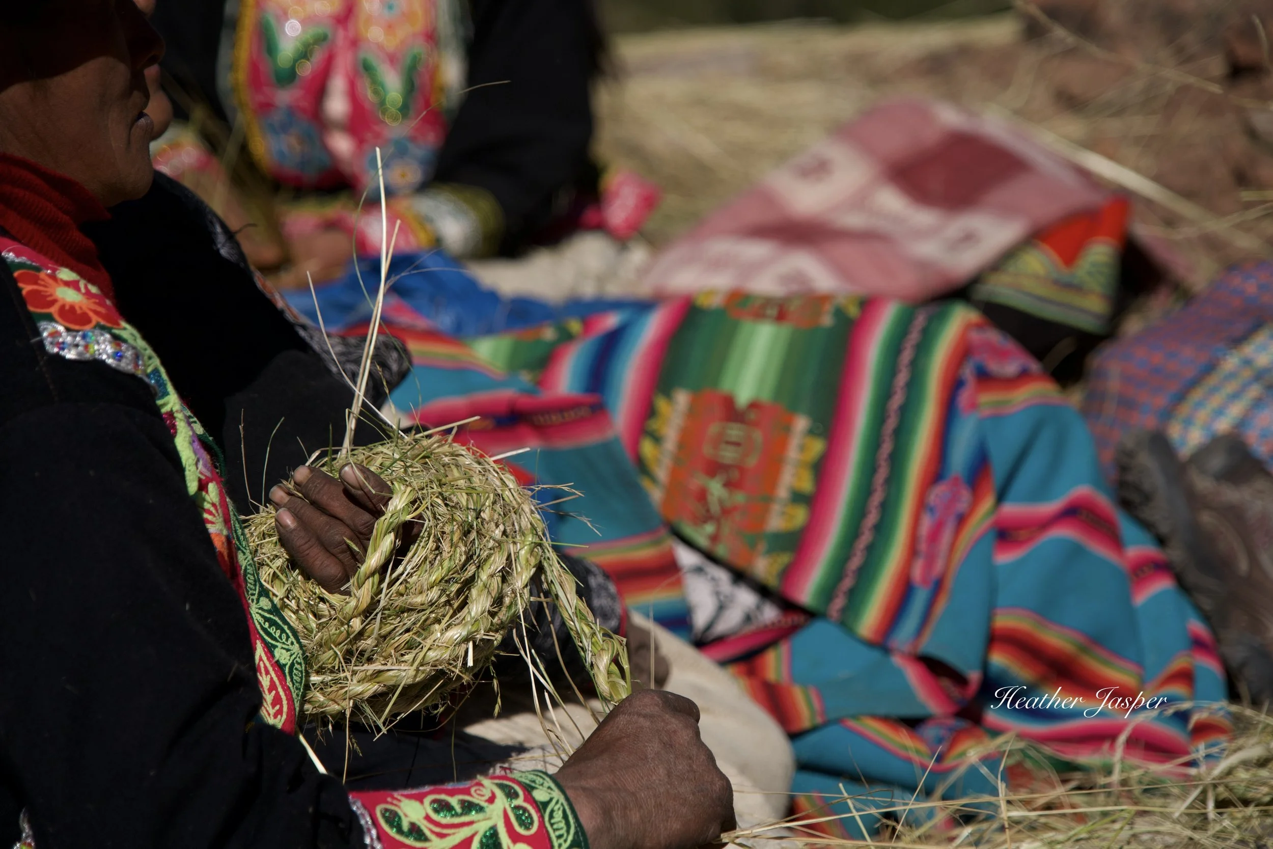 Before the bridge is built the women spend days gathering wild ichu grass at high altitude.