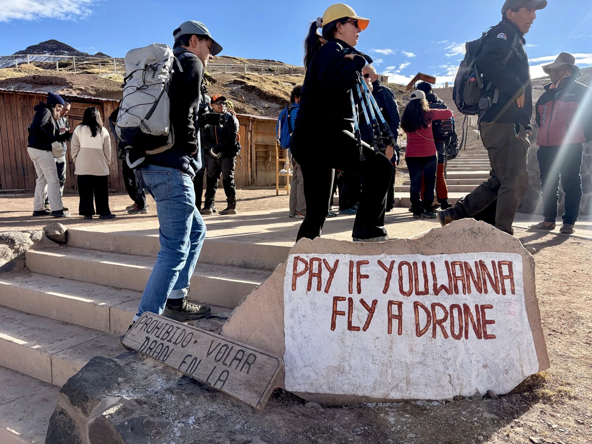 how to fly a drone at Palcoyo rainbow mountain Peru
