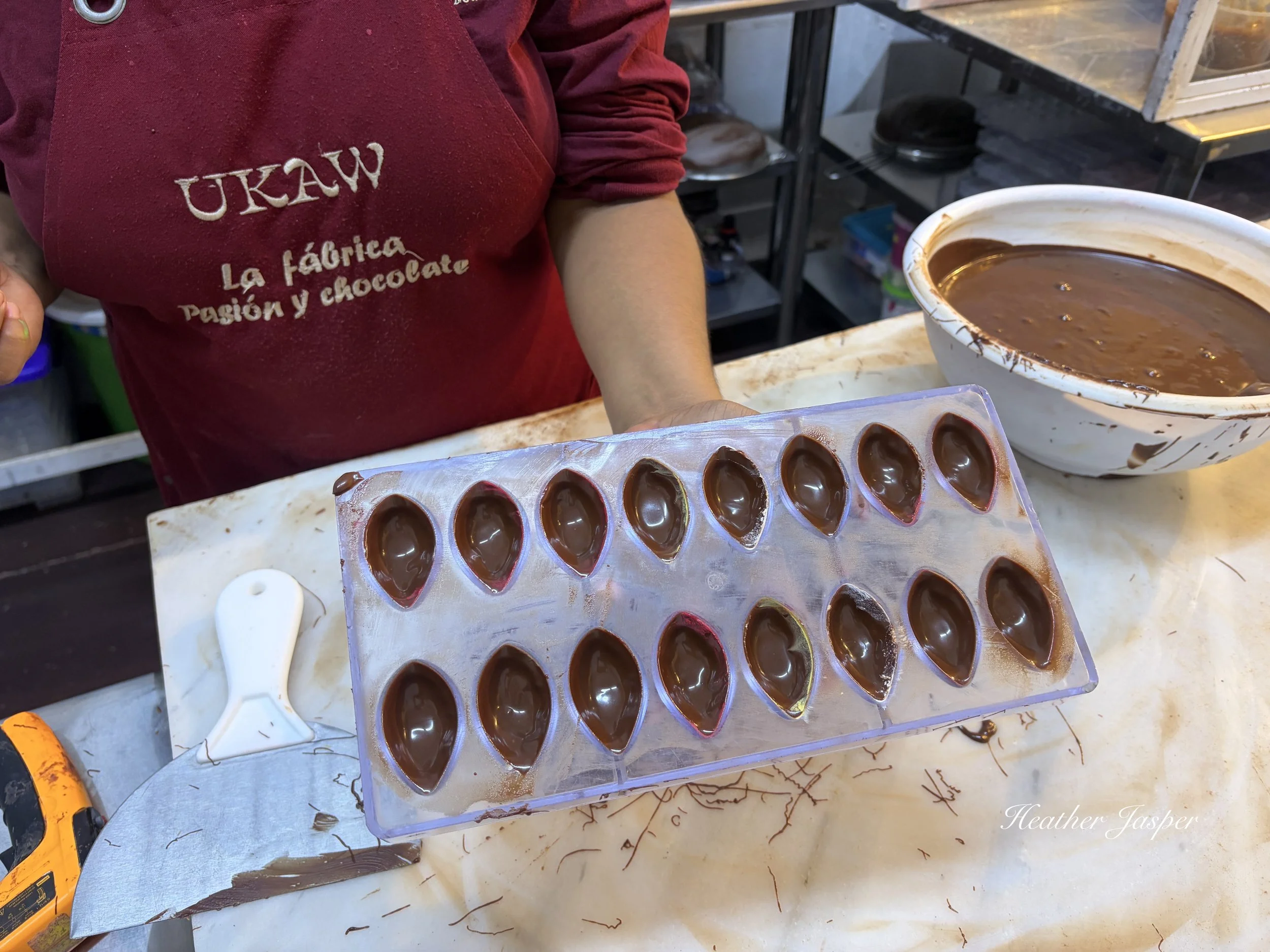lined molds UKAW bonbon chocolate workshop Pucallpa Peru