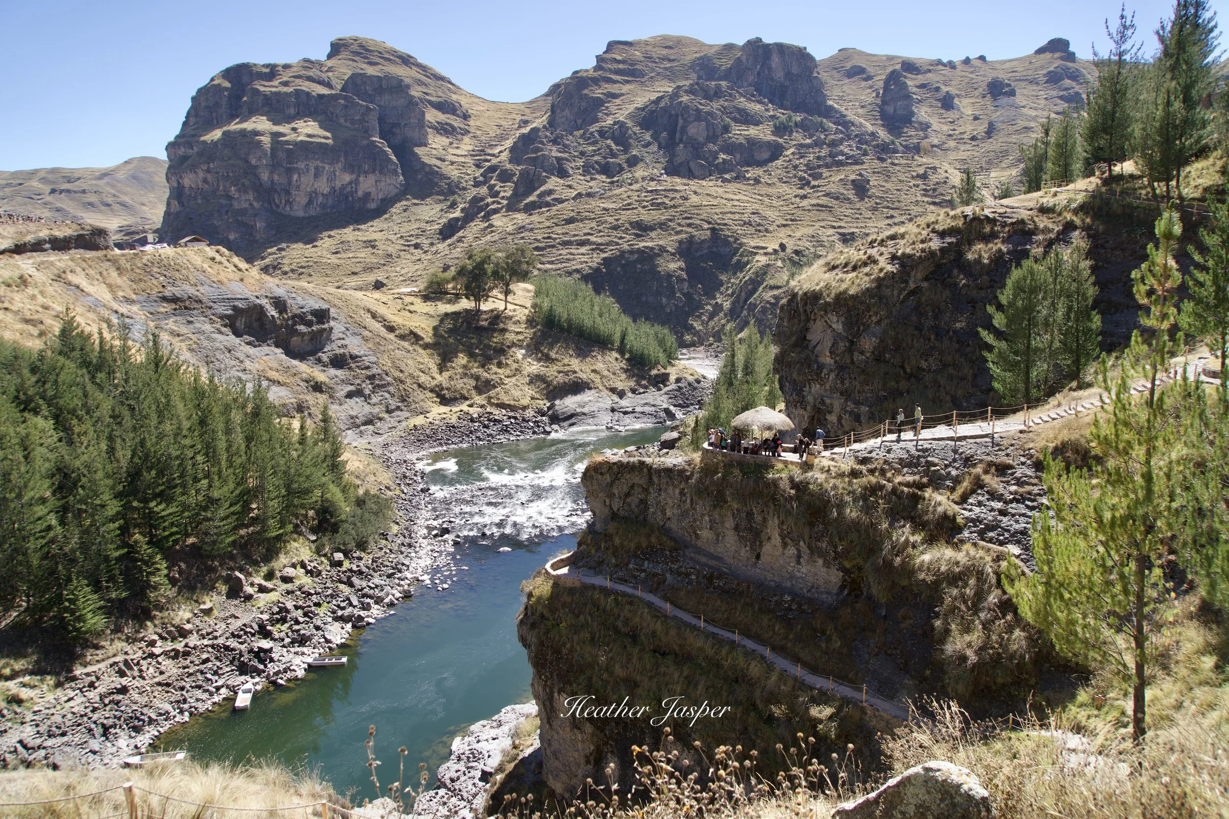 The Q'eswachaka Bridge is rebuilt during the dry season when the water level is low.
