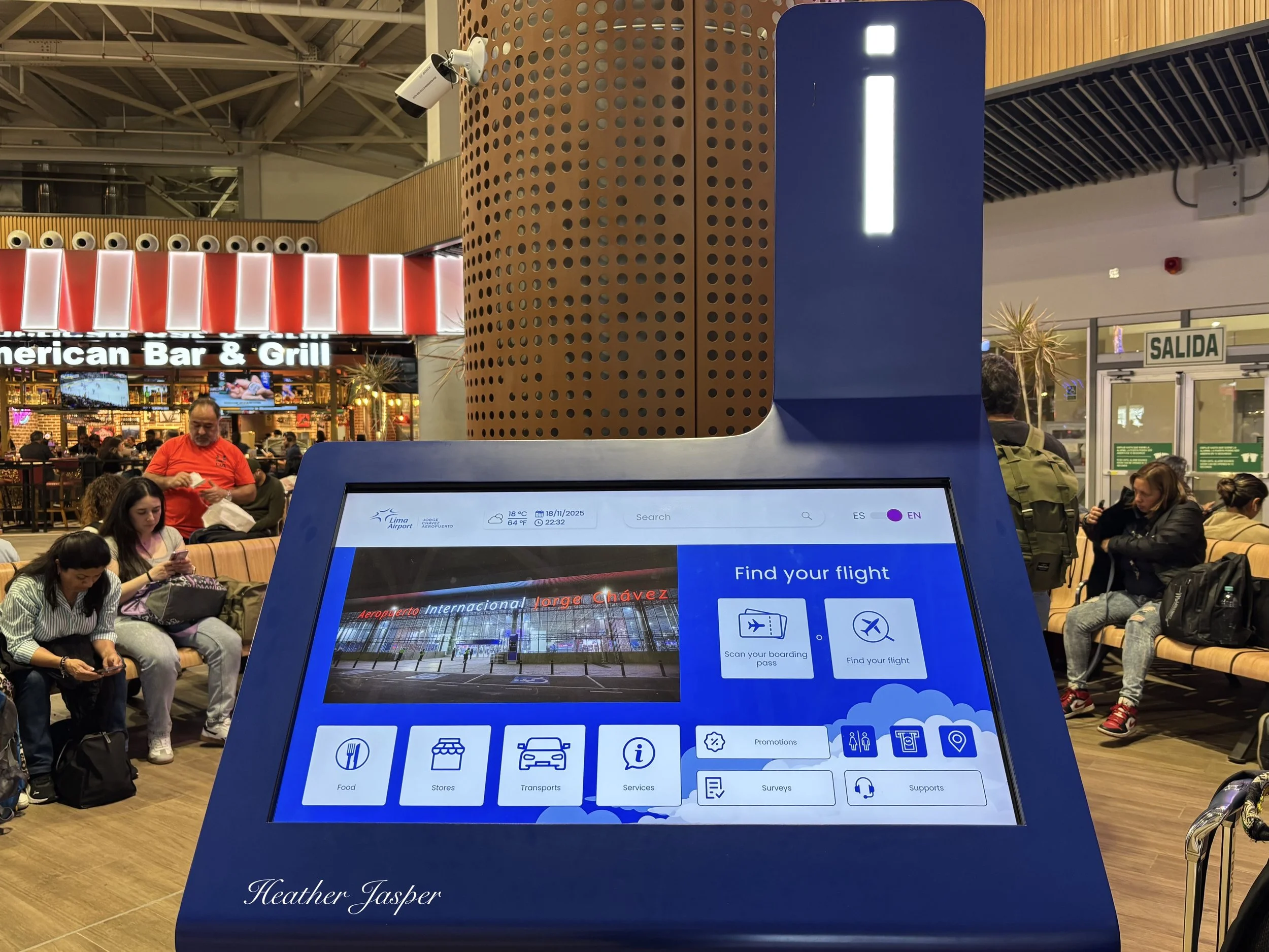 touchscreen information station at Jorge Chavez airport Lima Peru