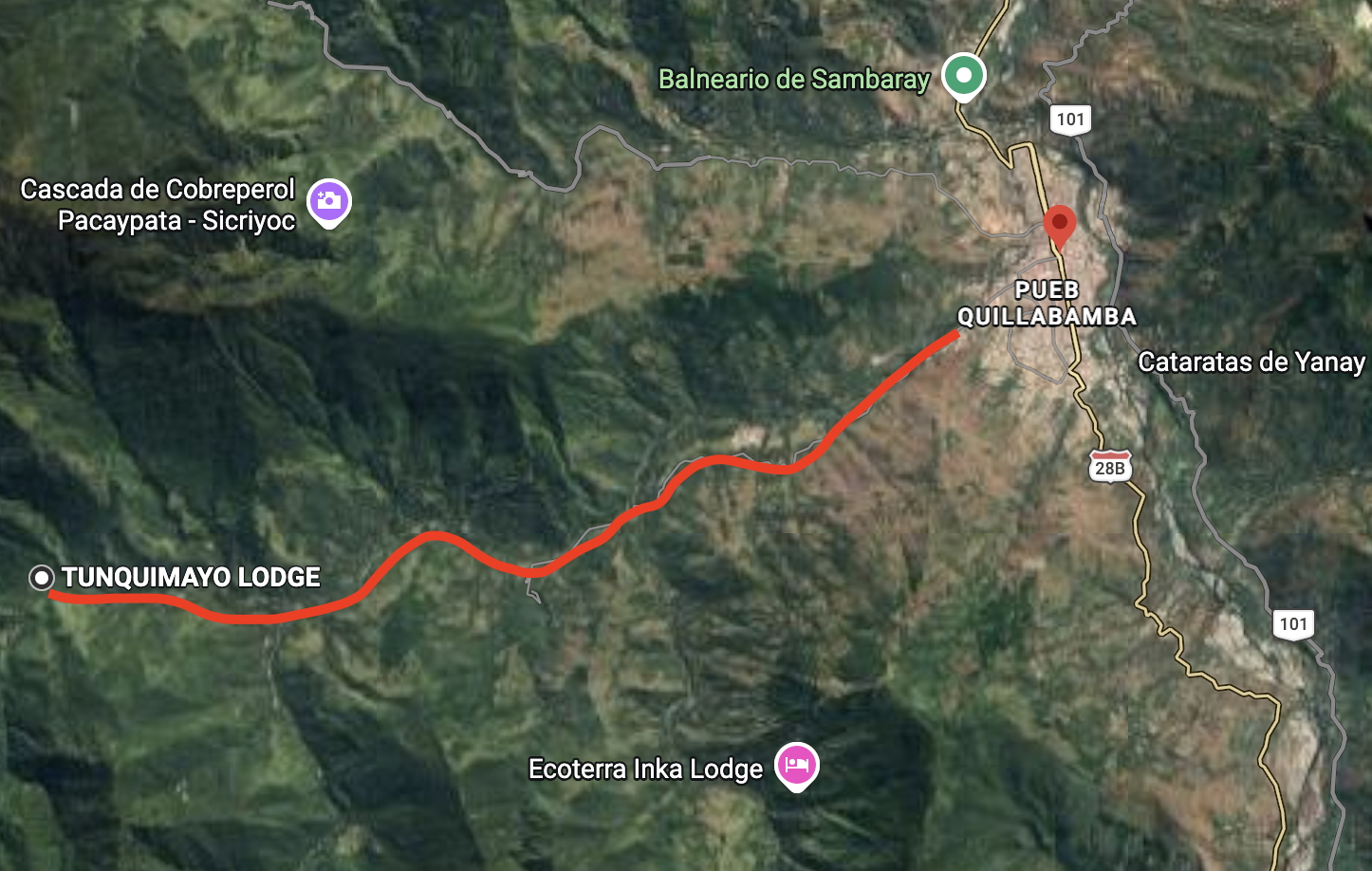 map to Tunquimayo Lodge Quillabamba Peru