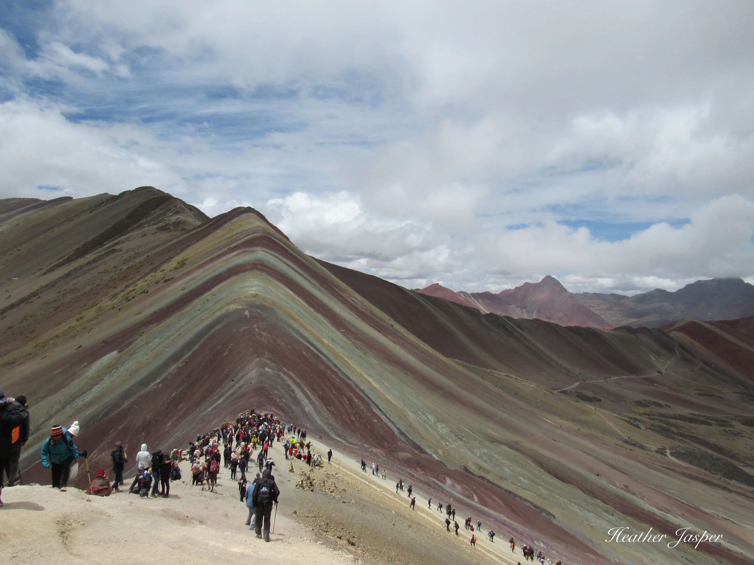 crowds at Vinicunca Rainbow Mountain Peru