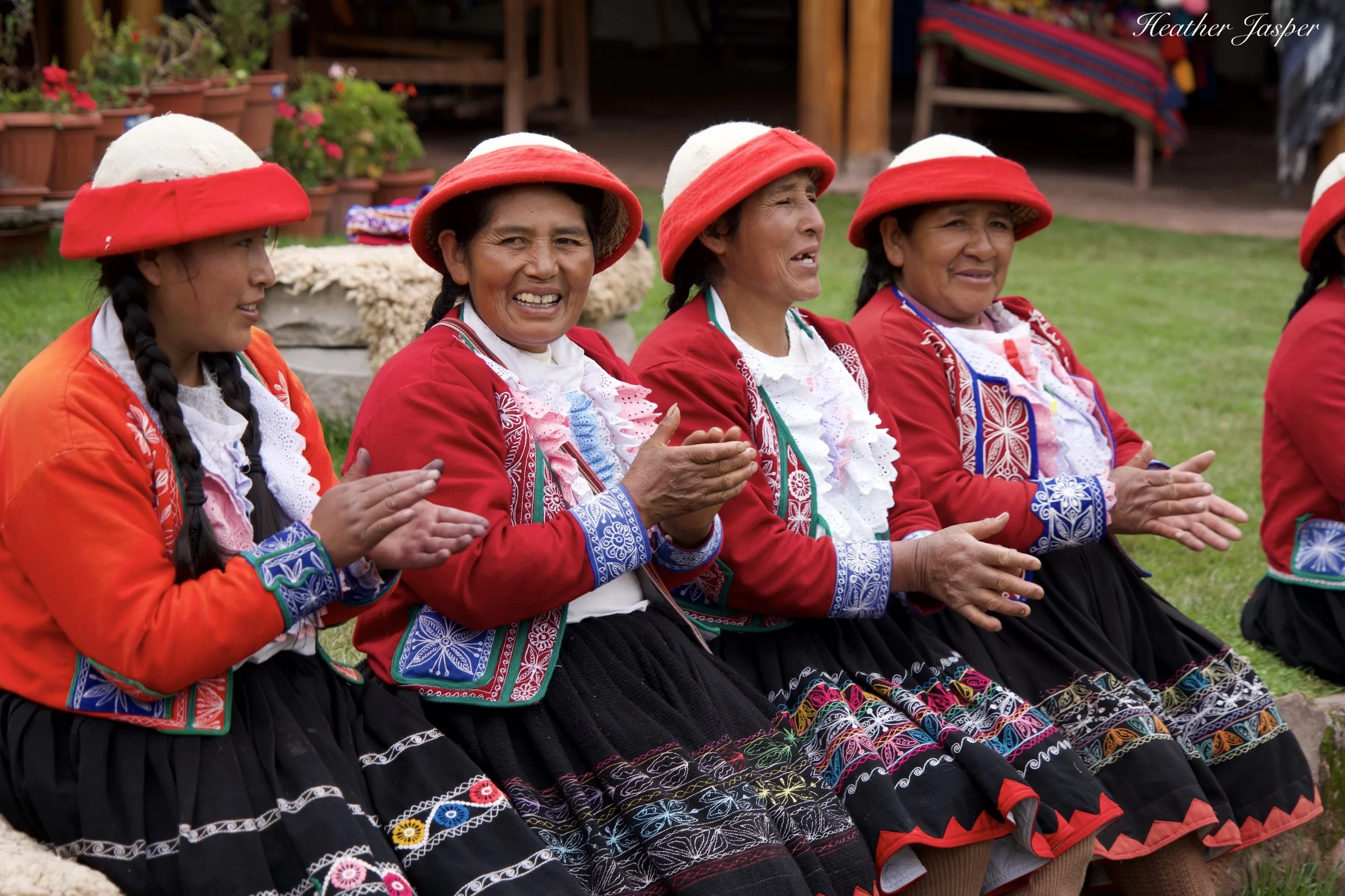 traditional outfits at Ccaccaccollo Sacred Valley Peru