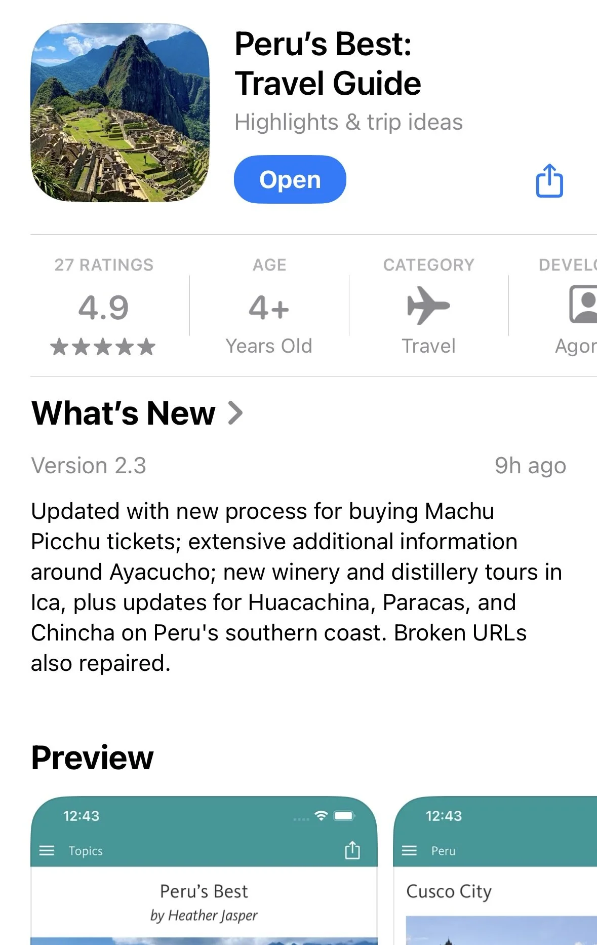 download Peru's Best Travel Guide app
