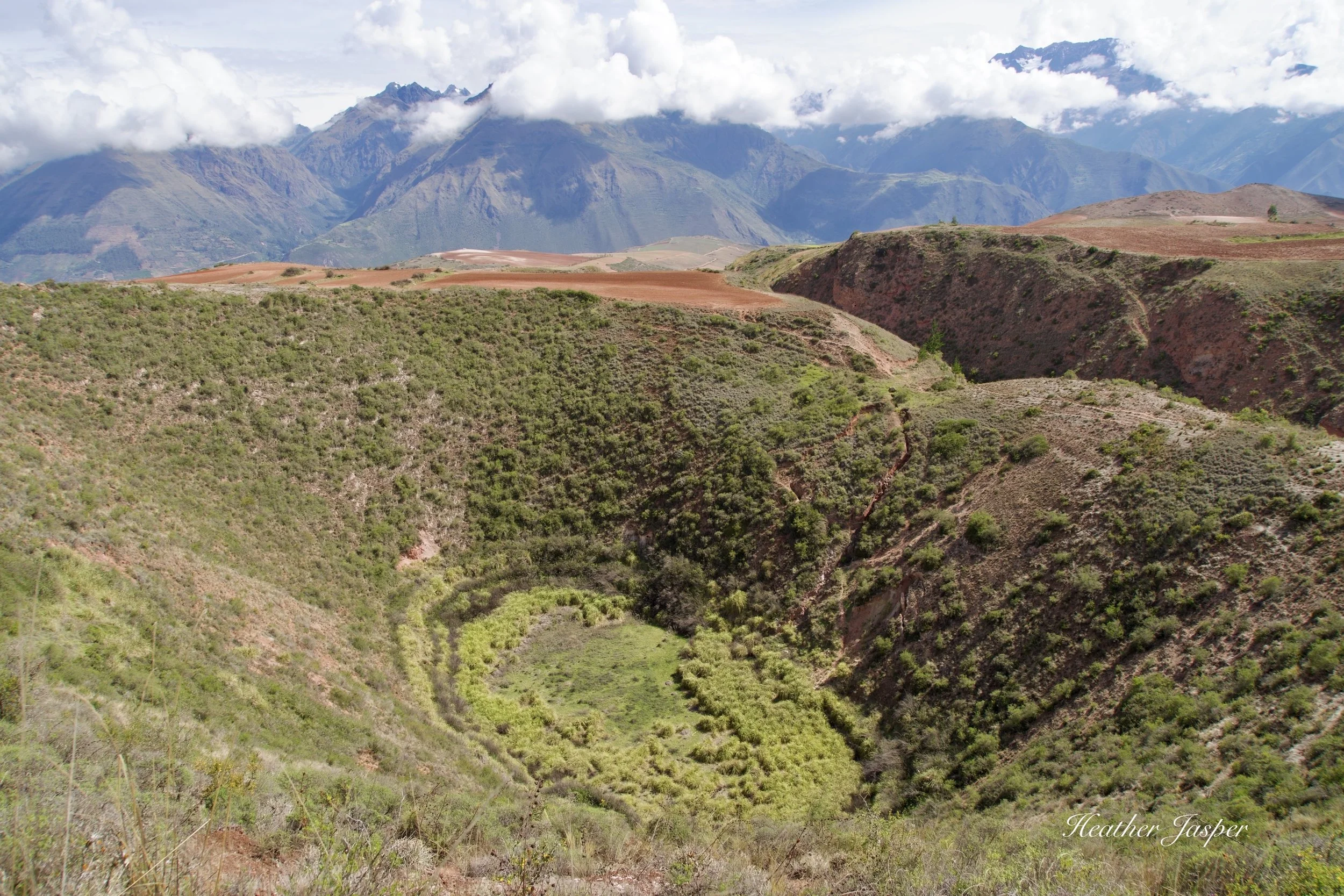 Sink holes at Maras Sacred Valley Cusco Peru
