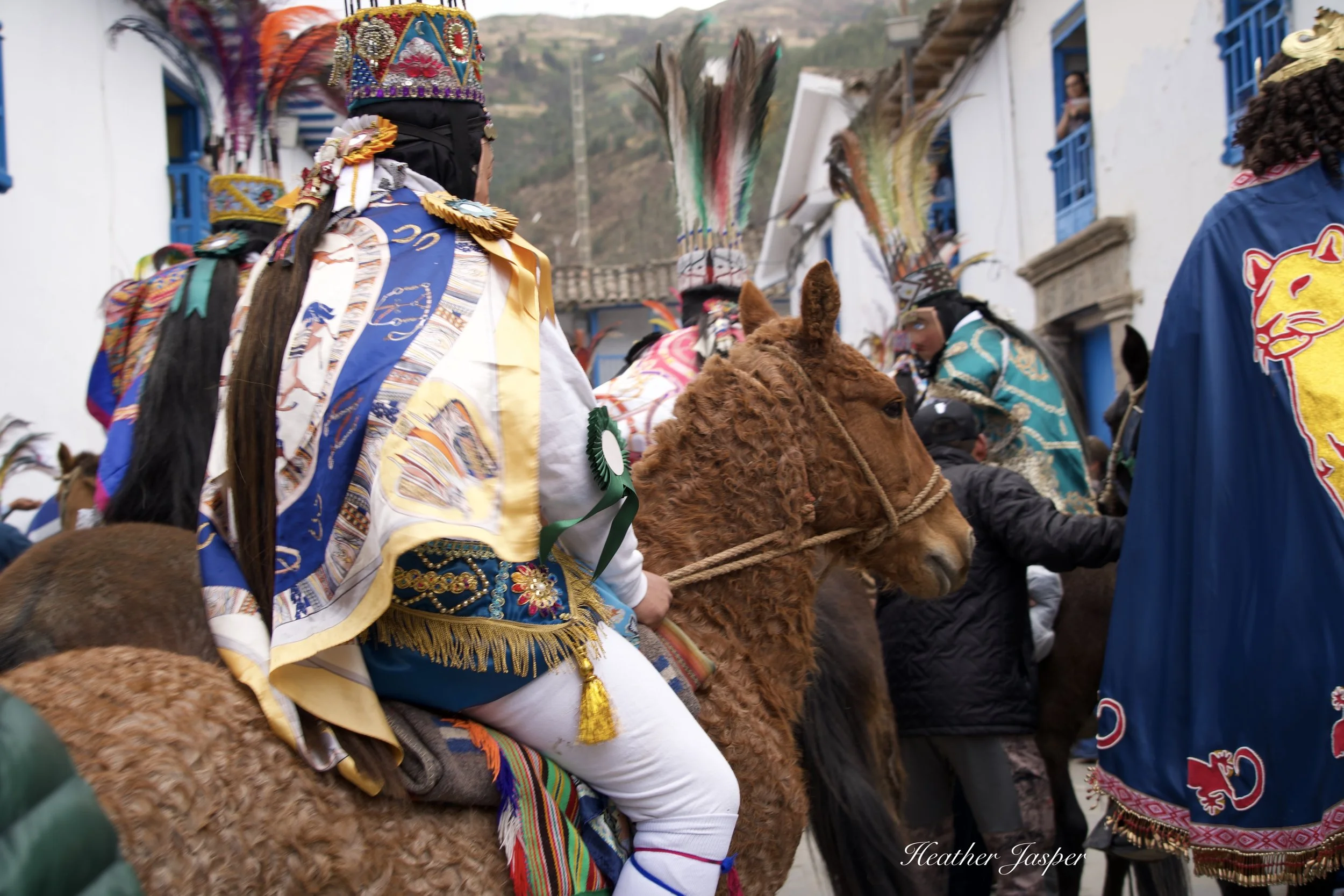 horses at a crowded event