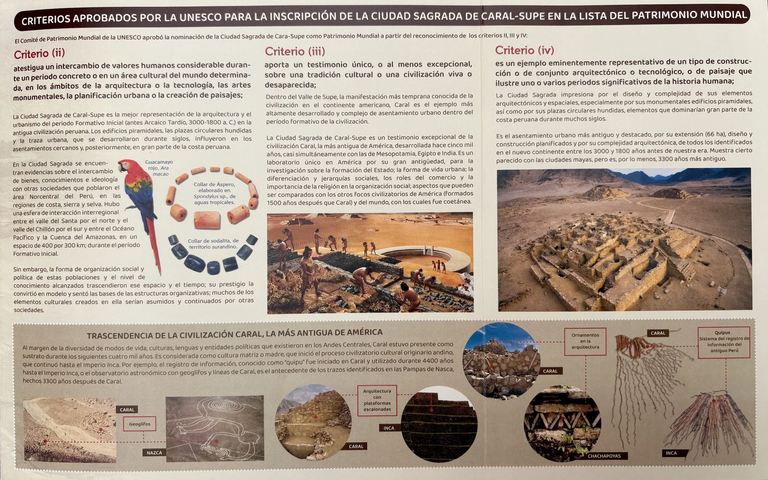 criteria for UNESCO Caral Supe Peru