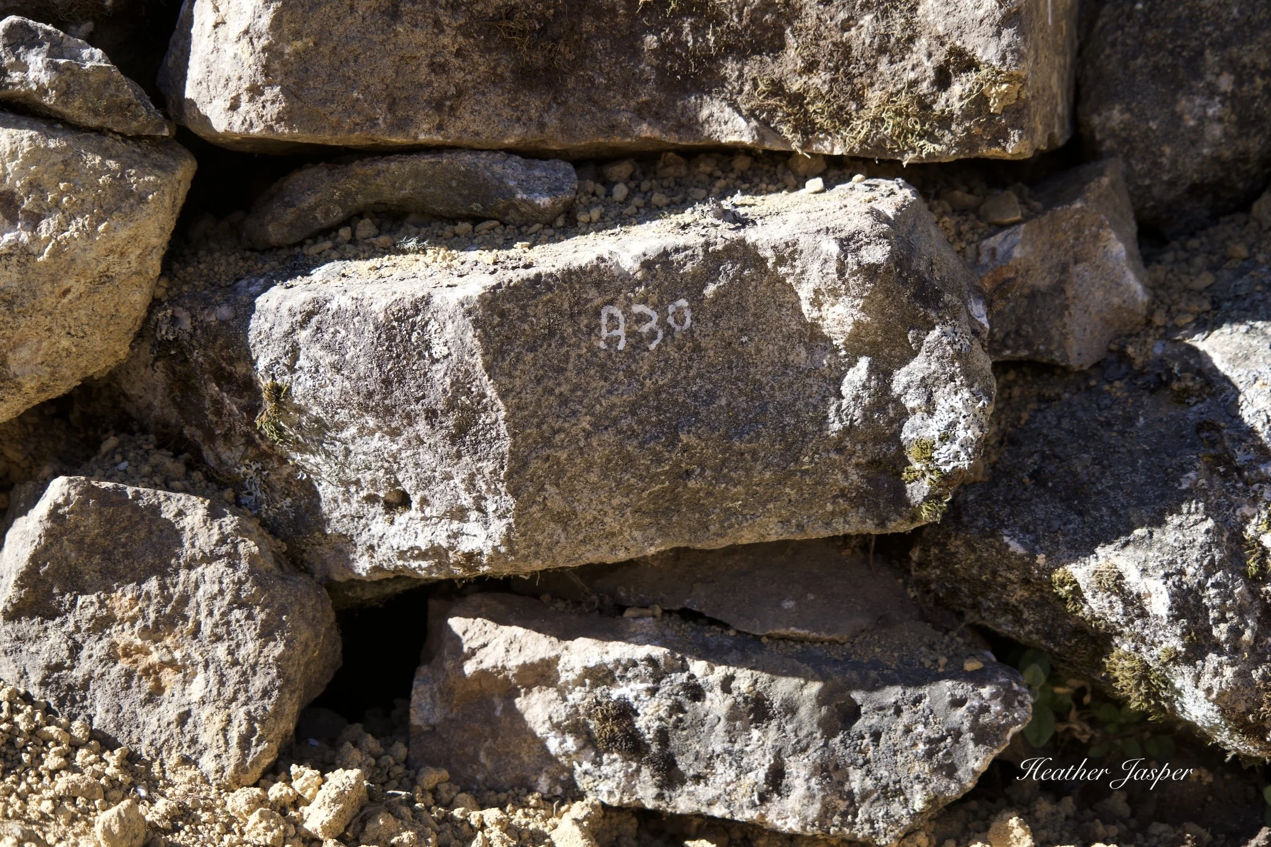 original stones from the ancient Shuklloc dam Ancash Peru