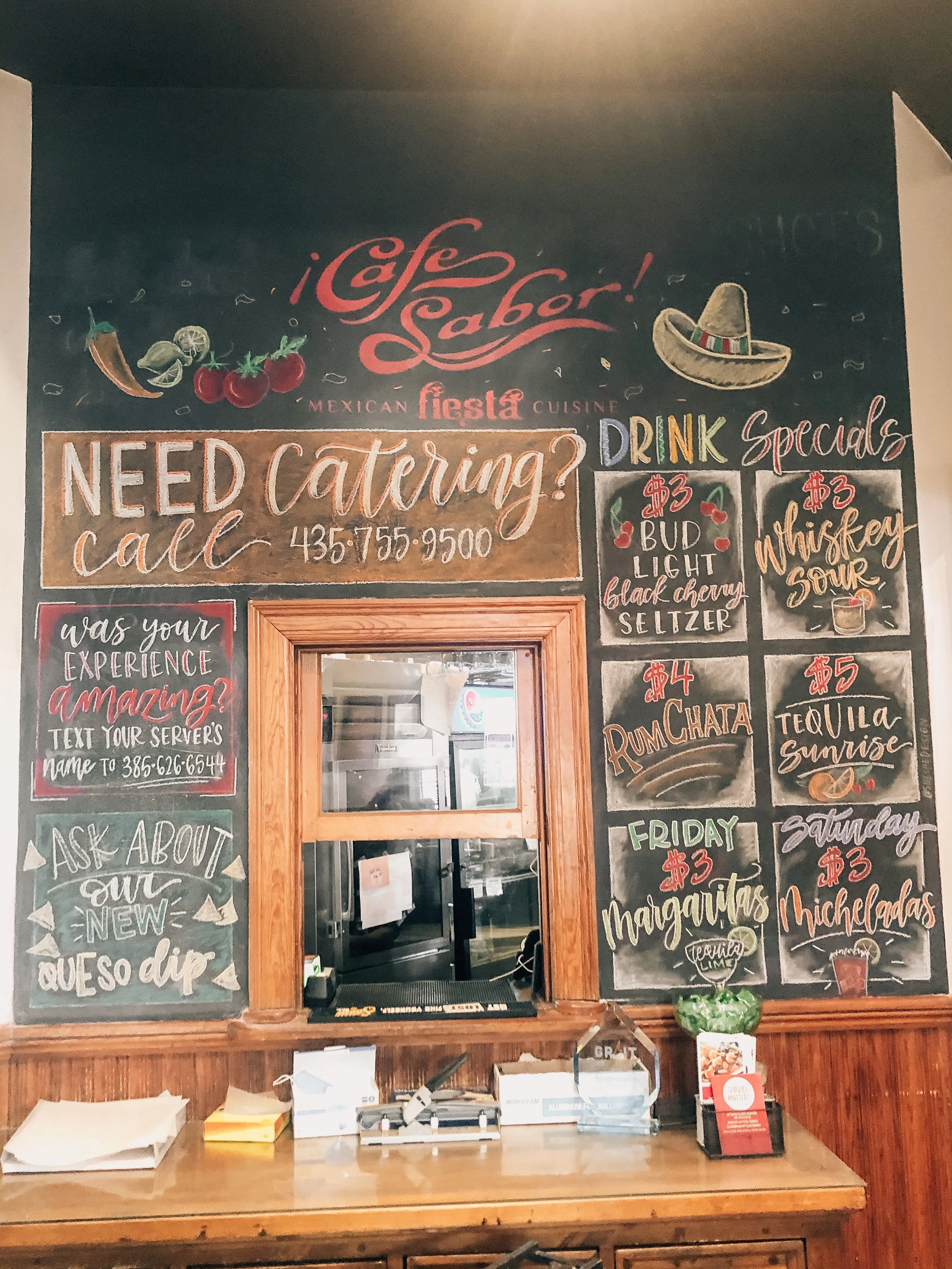 Specials chalkboard wall