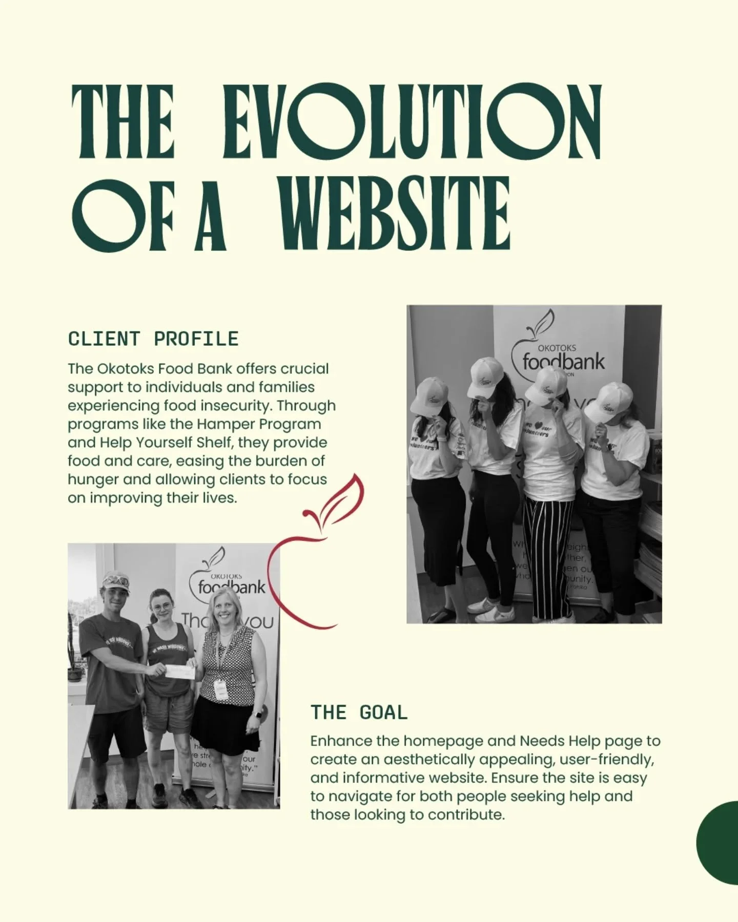 ✨ Big heart meets bold design.

For our latest Big Heart Grant, we collaborated with the Okotoks Food Bank to reimagine their website - making space for both those seeking support and those ready to give it.

The vibe? Welcoming. Thoughtful. Packed w