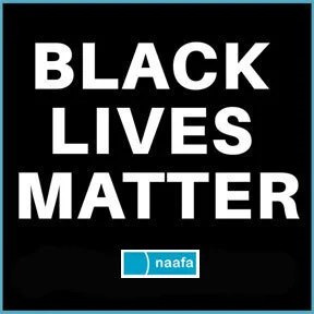 White text on Black background reads BLACK LIVES MATTER. The blue and white logo of the National Association to Advance Fat Acceptance is shown at the bottom. Pic is a live link to the statement.