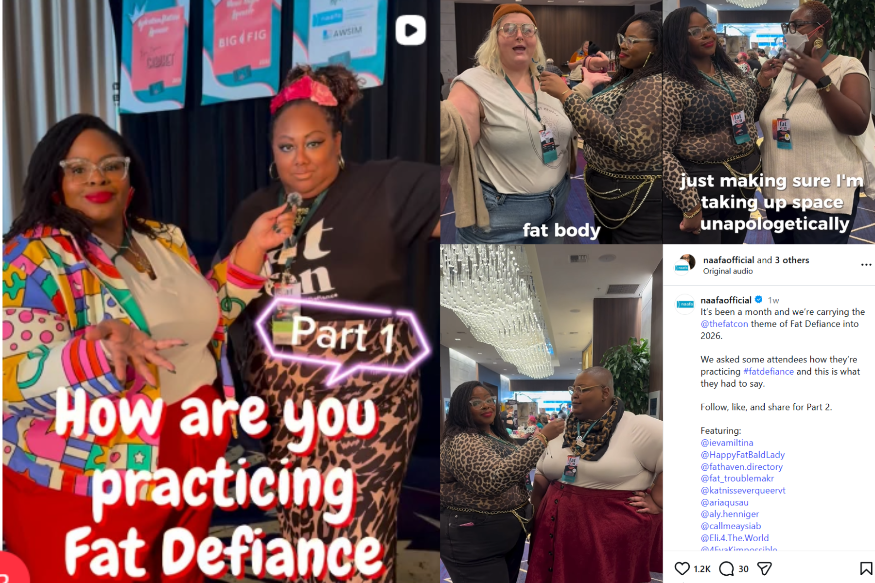 [Accessibility Description: Screen shots from NAAFA’s Featured Video.]