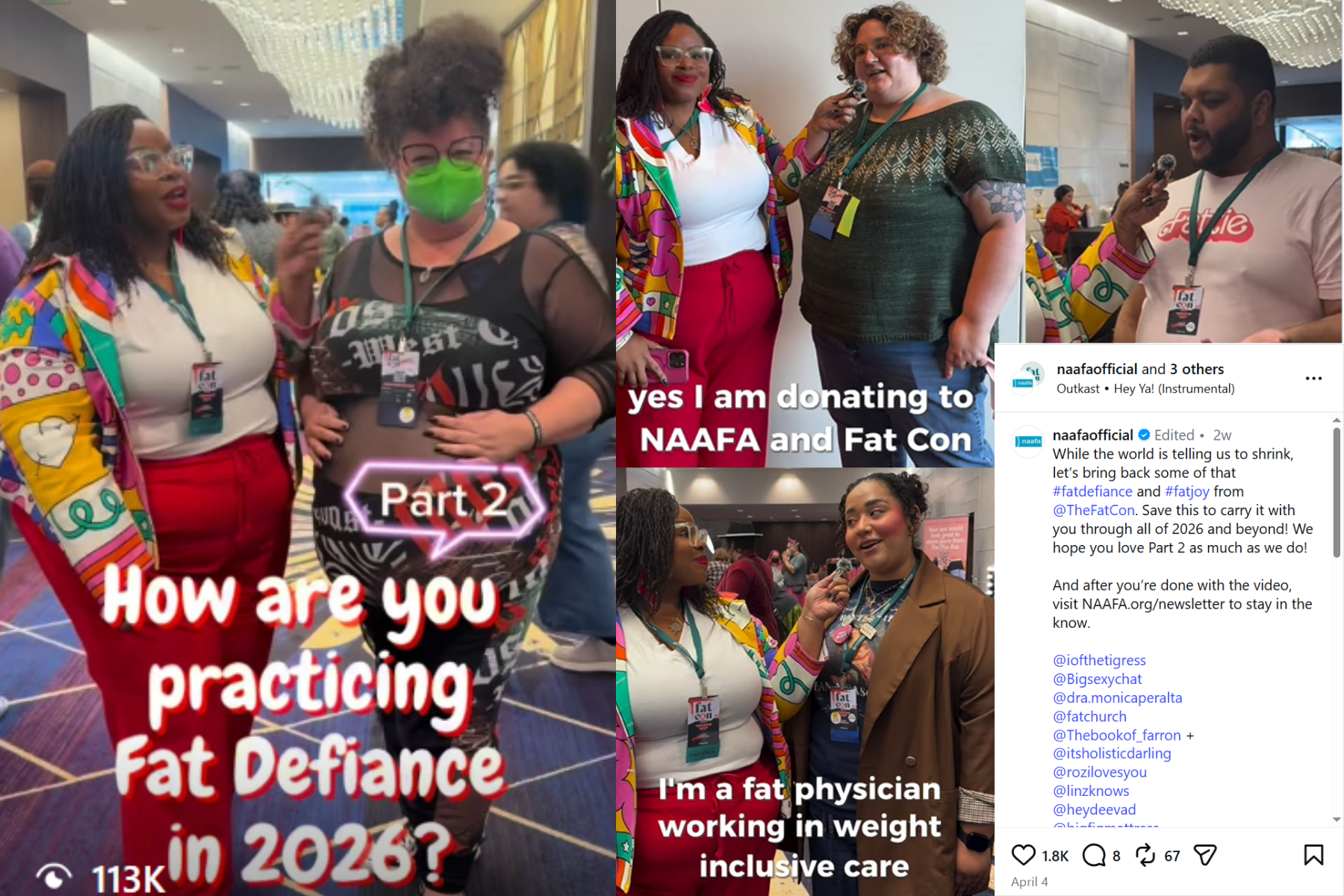 [Accessibility Description: Screen shots from NAAFA’s Featured Video.]