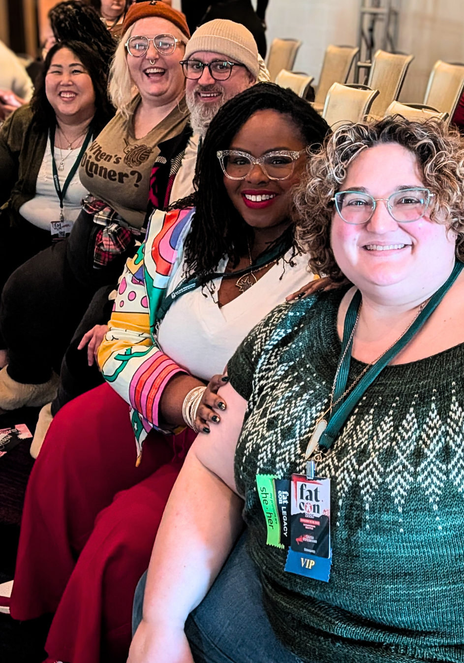 A photo of Kat with a group of people at Fat Con