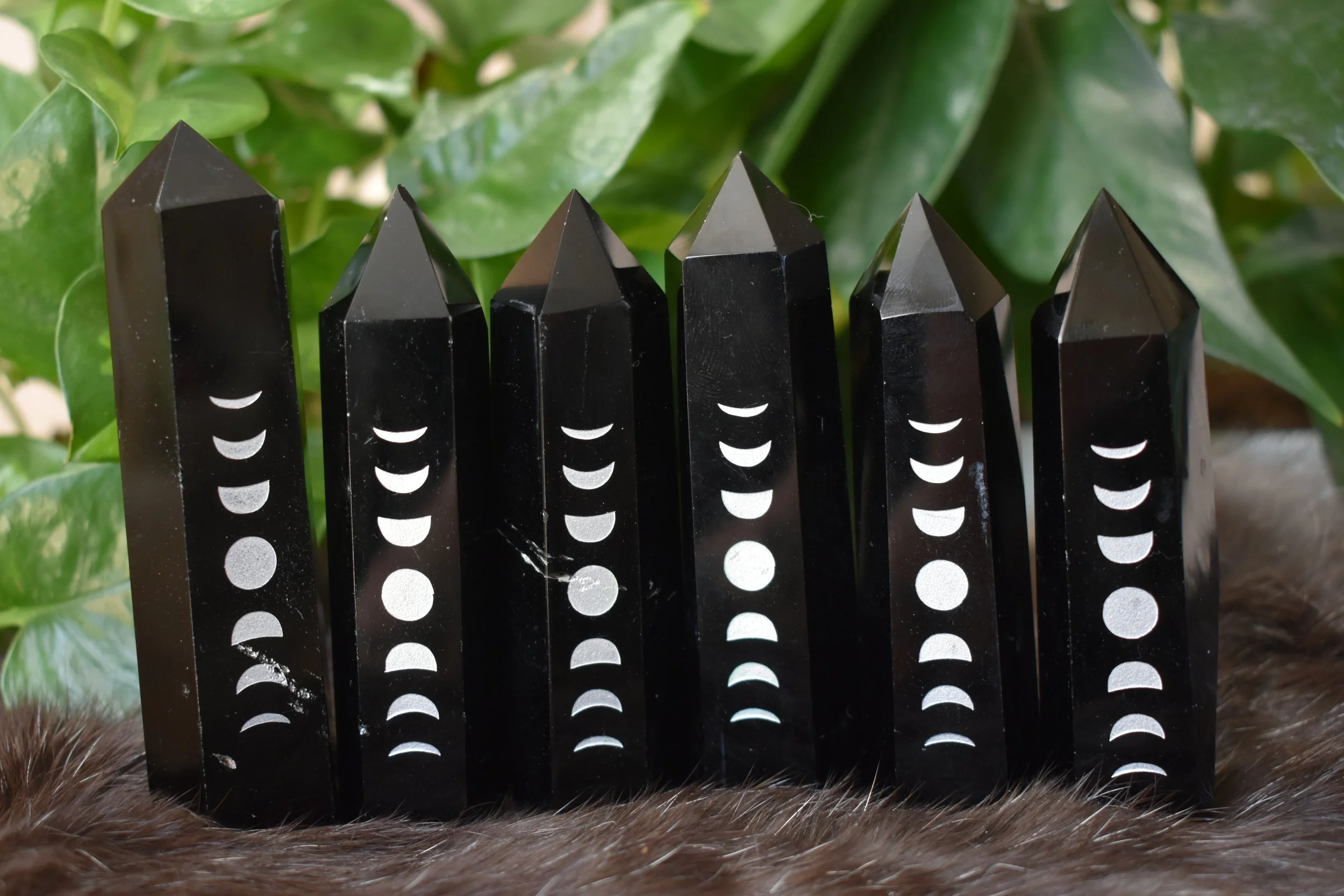 Moon Phase Etched Obsidian