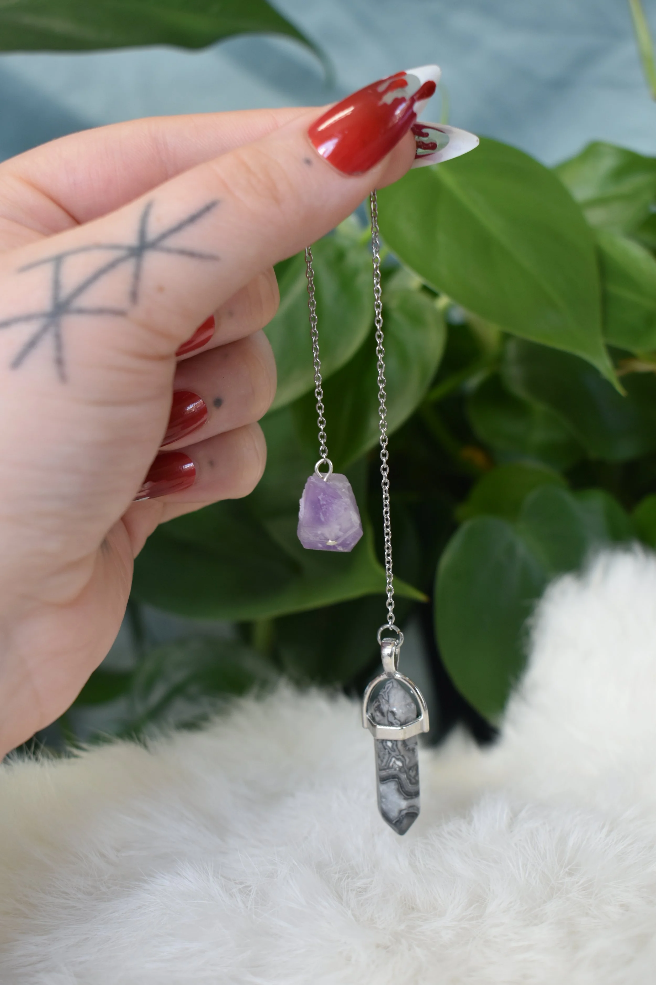 Grey agate and amethst